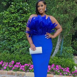 Stunning Blue Feathered Gown
